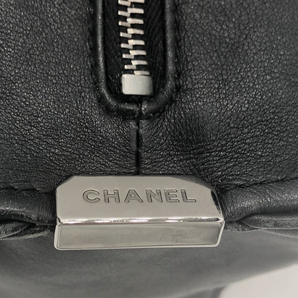 Authentic CHANEL Square Stitch CC Boston Bag Quilted Leather - Black - Large - Picture 7 of 16